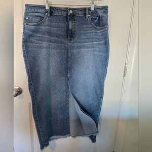 EUC Liverpool Frayed Hem Denim Skirt Sz 16